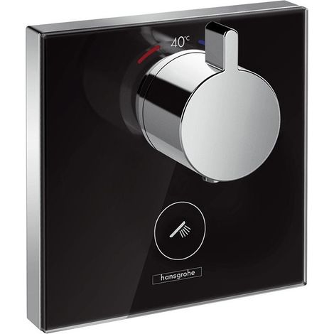 Hansgrohe Shower ShowerSelect Termostato in vetro HighFlow, da incasso, 1 consumatore, uscita supplementare, colorazione: cromo/nero - 15735600