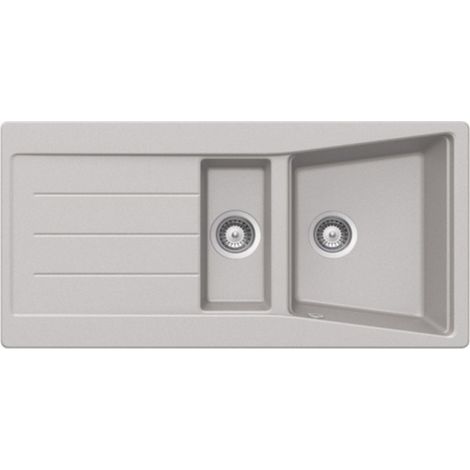Lavello incasso 2 vasche e gocciolatoio reversibile colore alluminio 100x50 cm - Smeg LS102AL (1/2)