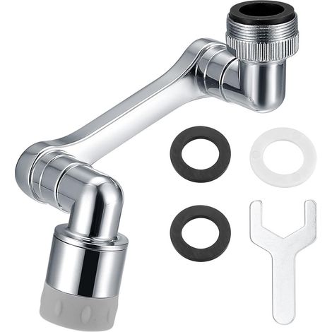 Rallonge de robinet pivotante ING avec économiseur d'eau, robinets pivotants à 1080°, régulateur de jet, aérateurs pour cuisine, salle de bain et jardin (1/5)