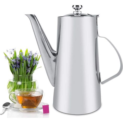 Théière à café 2L, cafetière 2L, théière en acier inoxydable épaissie élégante bouilloire à café pour le restaurant à la maison(2L bouche longue) (1/5)