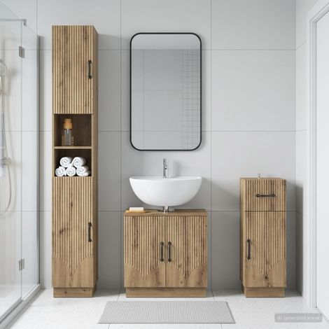 vidaXL 3 Piece Bathroom Cabinet Set HOORN Artisan Oak Engineered Wood (1/5)