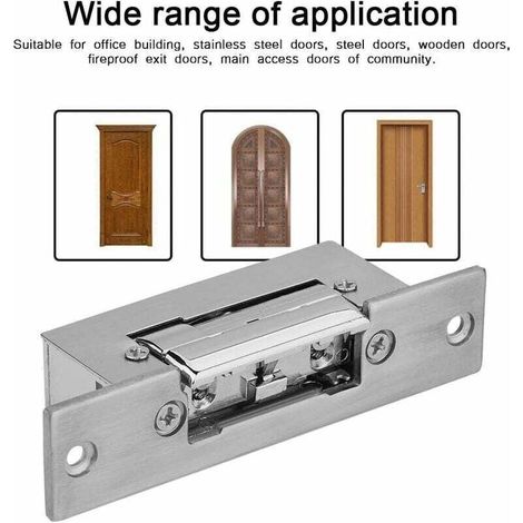 DC12V Electric Door Strike Lock, Narrow Door Electric Strike Lock for All Types of Doors (1/4)