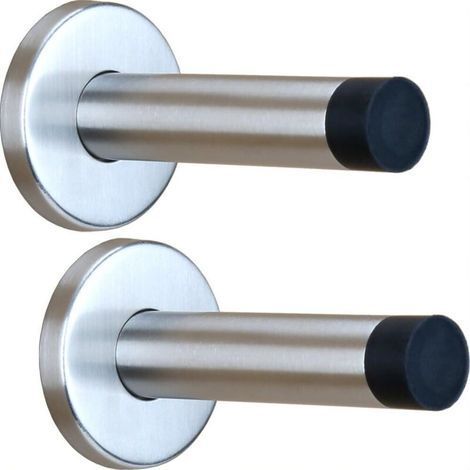Robust Door Stop for Baseboards(42.5x92.5mm) - Set of 2 Wall Door Stops - Stainless Steel Wall Door Stop with Rubber Tip - Wall Stop Stop - Heavy Duty Stop (1/5)