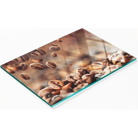 Plateau décoratif en verre pour apéritifs, motif grains de café, 80 x 52 cm (1/5)