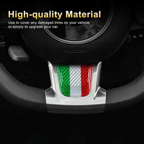 Per FIAT 500 Abarth 595 2020 2021 2022 2023 2024 Coprivolante per auto in vera fibra di carbonio rigida, pannello del volante, adesivo decorativo per interni, accessori (1/4)
