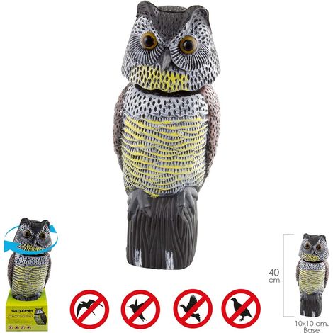 Buho Ahuyentador de Pajaros / Aves Con Cabeza Giratoria 40 cm.