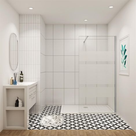 90x190cm 6mm ESG NANO Glas Duschwand mit Milchstreifen Walk in Dusche Glaswand Duschtrennwand (1/5)
