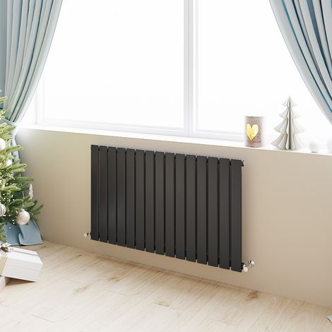 Acezanble Horizontal Flat Panel Radiator Central Heating Rad 600x1020mm Single Black