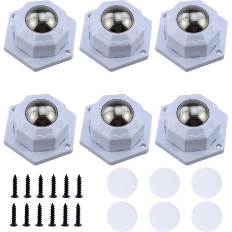 6 roulettes à billes robustes, roulettes de meubles plates, roulettes adhésives 200kg pour déplacer meubles et objets lourds (1/4)