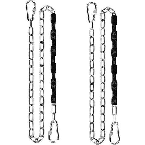 Lot de 2 chaînes de balançoire avec 8 boucles à dégagement rapide, accessoires de balançoire, chaînes de suspension pour balançoires et hamacs - JBMEDIA (1/4)