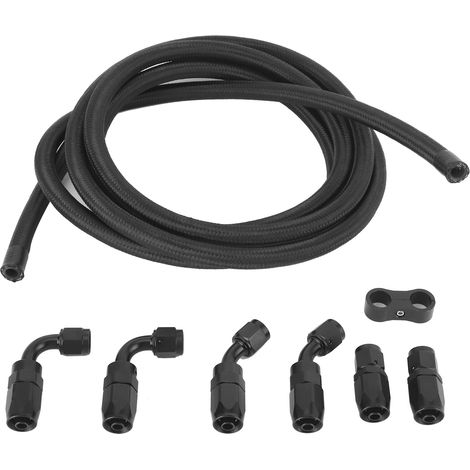 Tuyau de carburant AN6 de 9,8 pieds avec adaptateur de connecteur, répartiteur et kit de colliers de serrage, type automobile universel. (1/5)