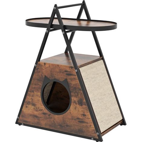 Mobilier pour chat meuble caché avec maison pour chat et table d'appoint, table de chevet pour chat avec étagère ouverte 2 niveaux (1/5)
