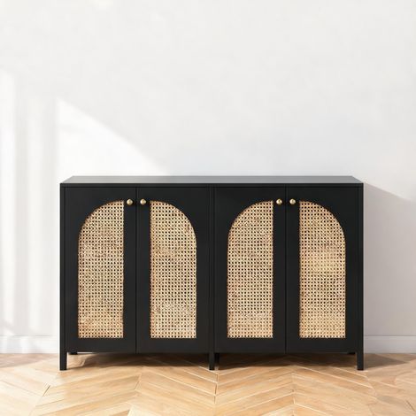 Buffet coloris noir en MDF 145 x 80 x 40 cm (1/5)