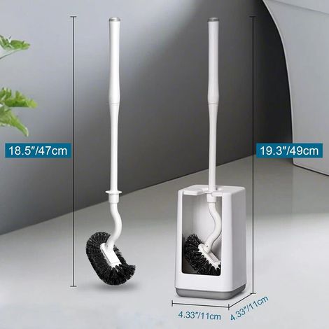 Brosse et support de bol de toilette longue manipulée avec nettoyage profond de base (1/4)