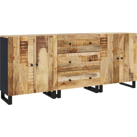 Buffets 3 pcs Bois de manguier brut vidaXL (1/5)