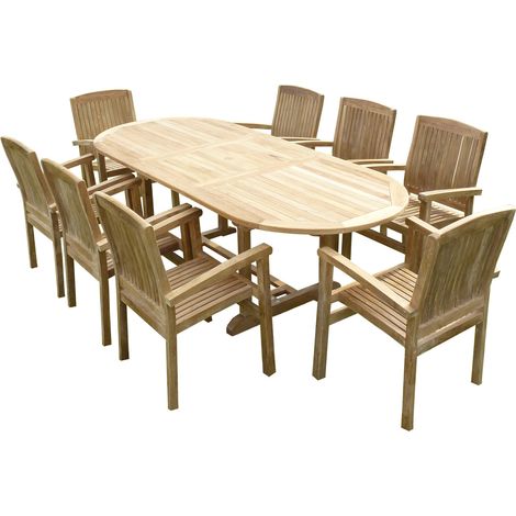 Ensemble de jardin en teck premium MILANA 8 fauteuils AUDIA (1/4)