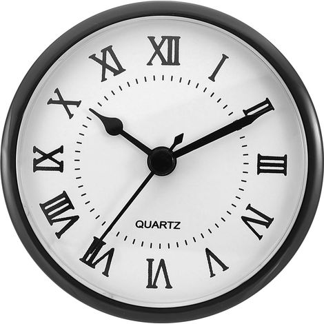 3,5" 90mm Insert de Montre en Quartz, Mouvement en Quartz Miniature Horloge Mini à Chiffres Romains Convient pour Trou de 78mm/3.1" de Diamètre, Noir/Blanc, Style 3 (1/5)