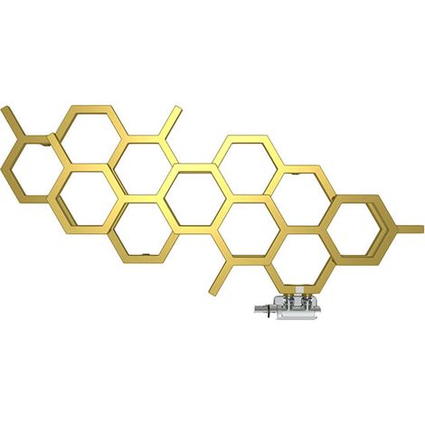Goldener Heißwasser-Handtuchtrockner, 422 mm hoch und 711 mm breit - 190 Watt - HEX422/711YPBRA