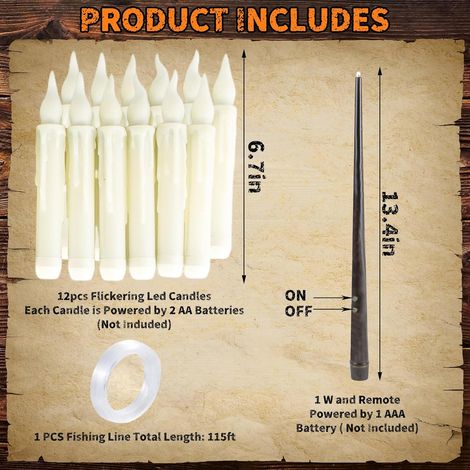 12 Stück Halloween Dekoration Schwebende Kerzen,Floating Candles Schwimmende Kerzen mit Zauberstab Fernbedienung Flackernde Hängende Fliegende Kerzen für Home Kirche Hochzeit Dekor