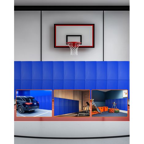 VEVOR Tappetino da Parete per Palestra 180 x 60 x 5 cm Antistrappo, Imbottitura in Schiuma Rimovibile per Parete di Campo da Basket, Imbottitura Protettiva per Garage e Seminterrato Blu