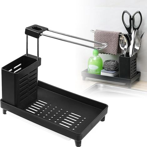 Organizzatore per lavello, non richiede foratura, porta detersivo per piatti, organizer per lavello di cucina e bagno, scolapiatti, portasciugamani e ganci - Crezuo