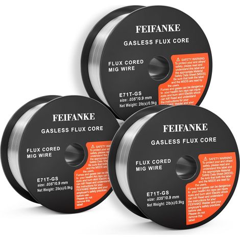 Fil Fourré Sans Gaz 0.9MM, Bobine Fil Fourré 3KG- E71T-GS General Purpose MIG MAG Welding Wire Reel D100 for Welding Machines, 3 Boîte (1/5)