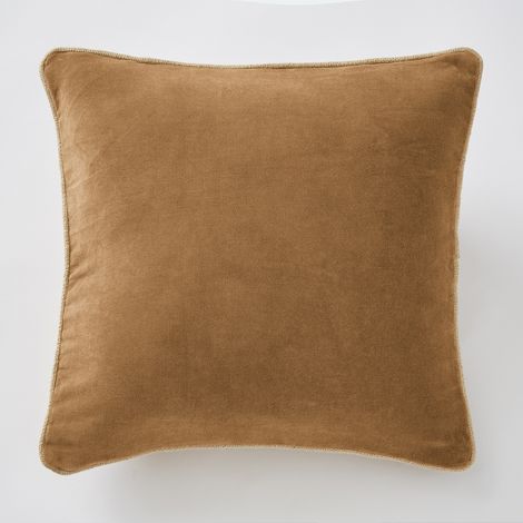 Coussin déhoussable 45 x 45 cm velours de coton césar camel Marron (1/2)