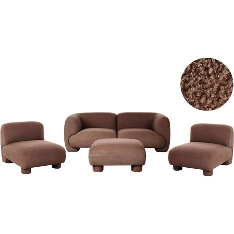 Modulsofa Set 4-Sitzer MJALBI Bouclé Braun