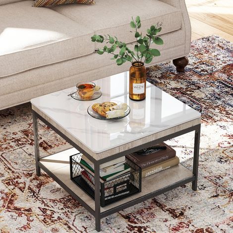 ZL ZELing 60cm Quadratische Tischplatte aus weißem gesintertem Stein - Ganzjährig, für drinnen und draußen, geeignet für ESS-, Kaffee- und Beistelltische (1/5)