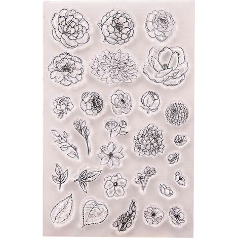 Tampon Fleur en Silicone Transparent pour Créations Décoratives Artisanales (1/4)