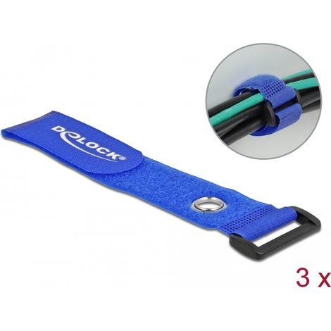 Delock Brida de cable con lazo y ojal de sujeciÃ³n LA 280 x AN 38 mm azul 3 piezas