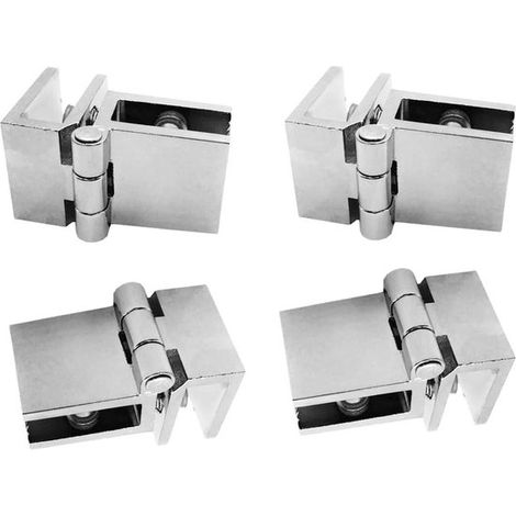 piezas, Bisagras para puertas de vidrio acrílico, Para puertas de vidrio acrílico de 5-8 mm, Sin perforación, Plateado, Aleación de zinc (1/5)