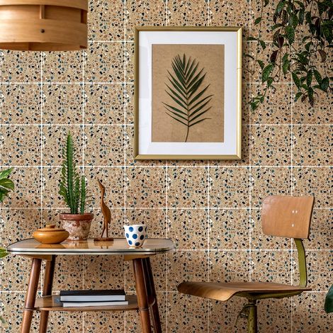 Sticker Mural Carrelage adhésif Cuisine Salle de Bain - 24 Stickers CARRELAGES TERRAZZO - 24 stickers 15x15cm (1/5)