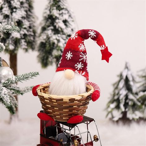 Panier de bonbons de Noël, nouveau panier de rangement de bonbons de poupée elfe de Noël Rudolph, jolie décoration de poupée sans visage, paniers de bonbons joyeux Noël, cadeau de Noël pour votre fami (1/5)