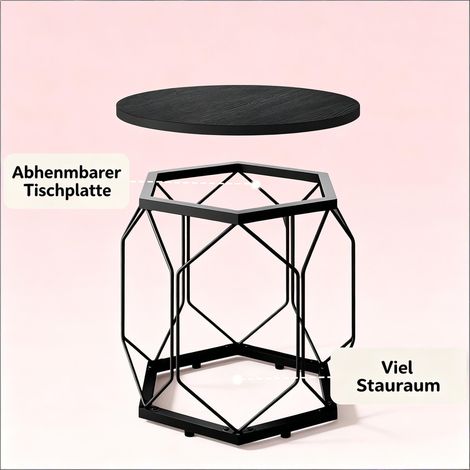 Table basse ronde design, 2 pièces, table d'appoint avec plateau amovible, élégante table de salon moderne, meuble pratique pour séjour. (1/5)