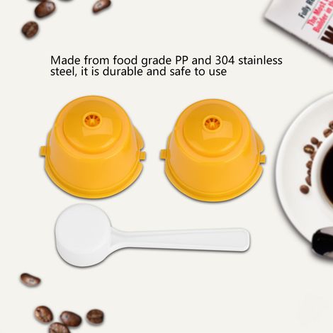Lot de 5 filtres à café réutilisables et rechargeables en acier inoxydable PP 304 de qualité alimentaire (jaune) (1/5)