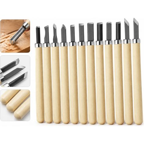 Lot de 12 ciseaux a gravure sur bois, finition acier au carbone, menuiserie bricolage (1/5)