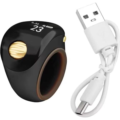 Mini-Compteur de Type C Type de Bague Rechargeable Écran OLED à Compteur de Doigt de Balle Portable avec Une Batterie Affichage Noir (1/5)