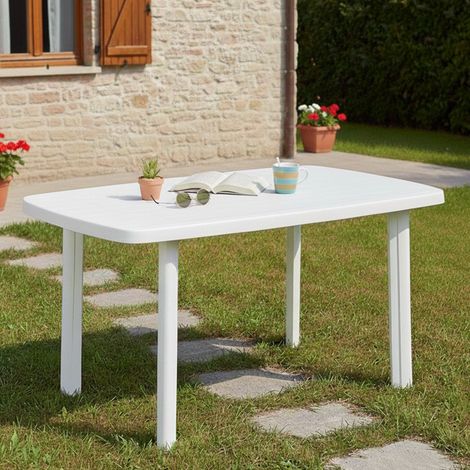 Table d'extérieur Greggs, 6 places, fixe Made in Italy, longueur max 137 cm, 137x85x72h cm Blanc