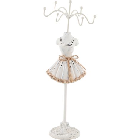 Porte-bijoux en polyrésine avec support détachable pour colliers et boucles d'oreilles - Mannequin de présentation gris (1/5)