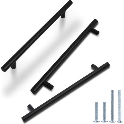 Möbelgriffleiste für Schubladen, Edelstahl, 256 mm, 10 Stück, schwarz