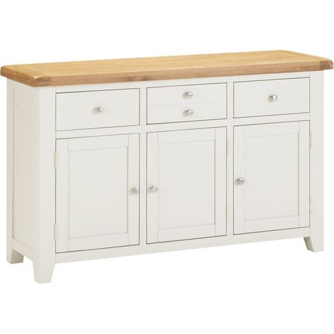 Windsor 3 Door 3 Drawer Sideboard - L40 x W137 x H82 cm - Ivory/Oak