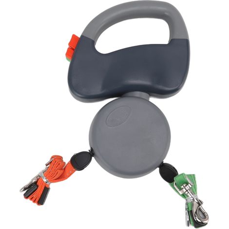 Laisse double rétractable de 3 mètres pour animaux de compagnie, enrouleur automatique, accessoire de laisse de marche pour chiens, gris (1/5)