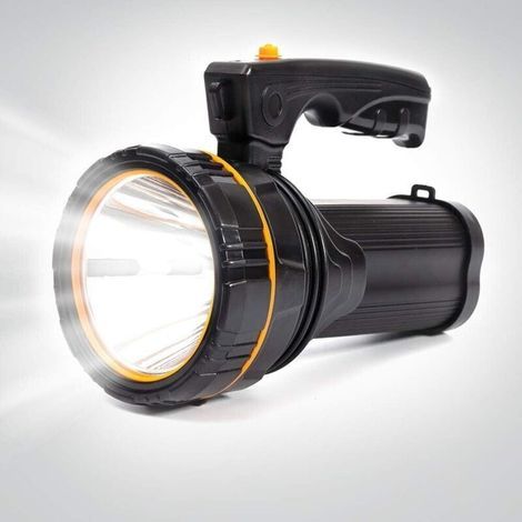 Extrem leistungsstarke, wiederaufladbare LED-Taschenlampe mit USB-C-Anschluss, 4 x 10000-mAh-Akkus, 800 m Reichweite, hoher Leuchtkraft, großem Akku und Schultergurt, für den Einsatz zu Hause und im F (1/5)