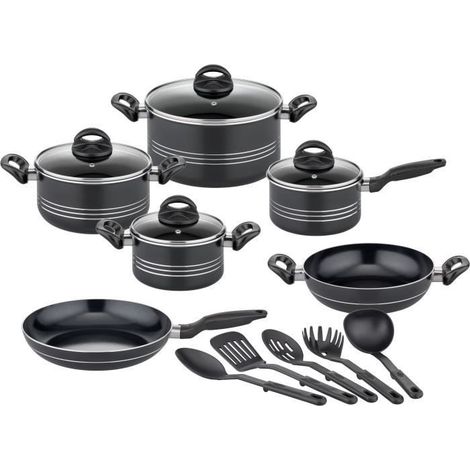 GSW Milano Nero Kochtopfset 15-teilig Schwarz (1/5)