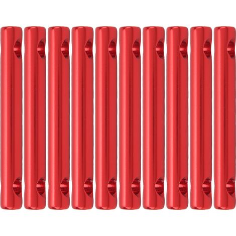 Lot de 10 tendeurs de corde de tente à double trou en alliage d'aluminium, rouges. (1/5)