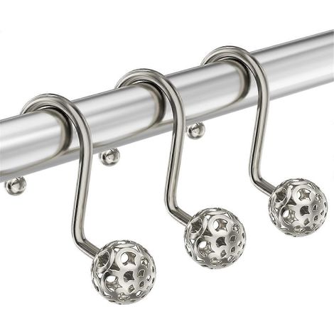 Lot de 12 crochets décoratifs en métal pour rideau de douche (1/5)