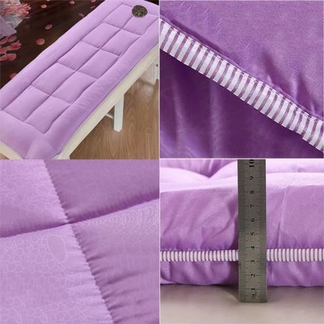Coton Moelleux Beauté Surmatelas,Respirante Futon Tatami Matelas Spa Massage Table Coussinet De Protection-Violet, 60x180cm (1/4)
