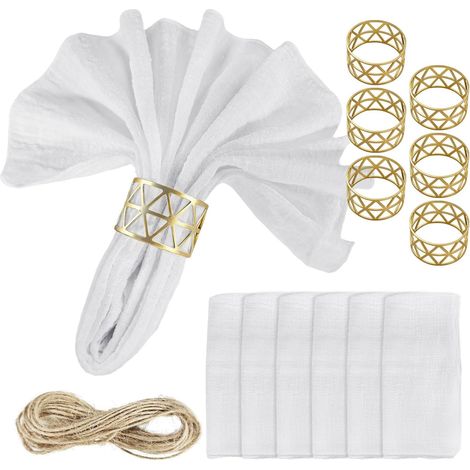 12 Set Serviette de Table en Tissu Blanches Serviettes de Table en Tissu (1/5)