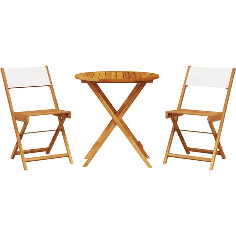 Maison Exclusive - 3-tlg. Bistro-Set Cremeweiß Stoff und Massivho (1/5)